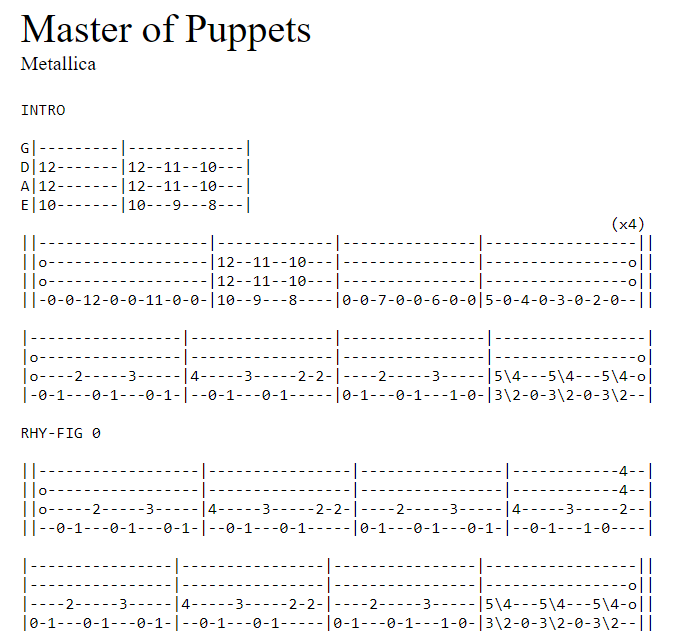 Screenshot: Master of Puppets by Metallica